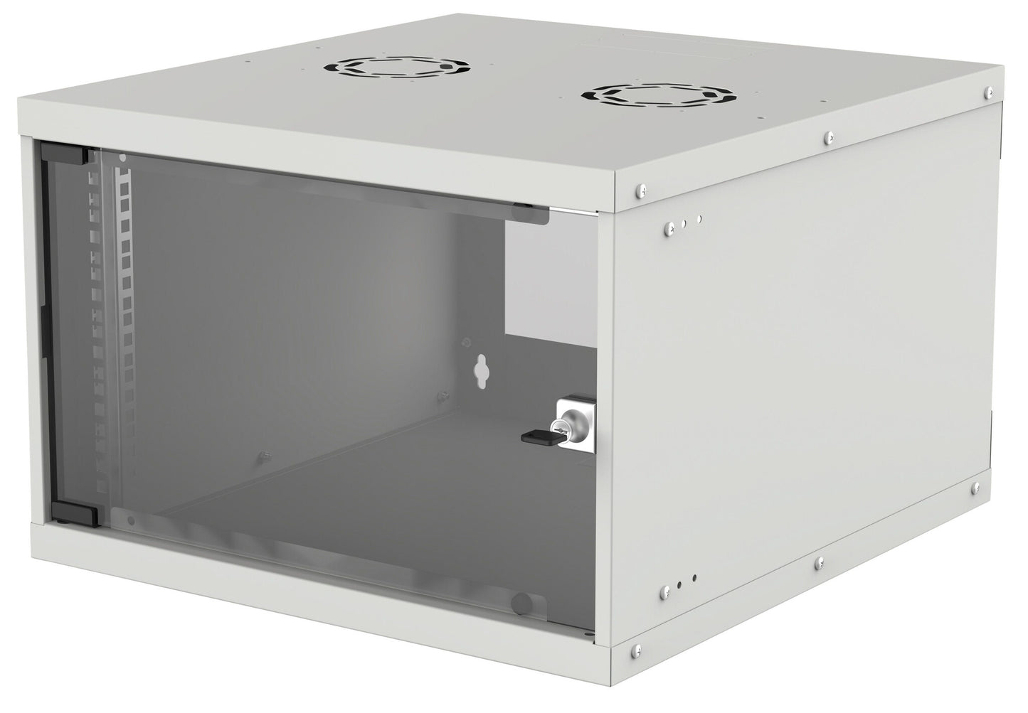 Intellinet 19" Network Cabinet - Wall Mount (Basic), 6U, 560mm Deep, Grey, Flatpack, Max 50kg, Usable Depth 500mm, Glass Door, Rack, Parts for wall installation (eg screws and rawl plugs) not included