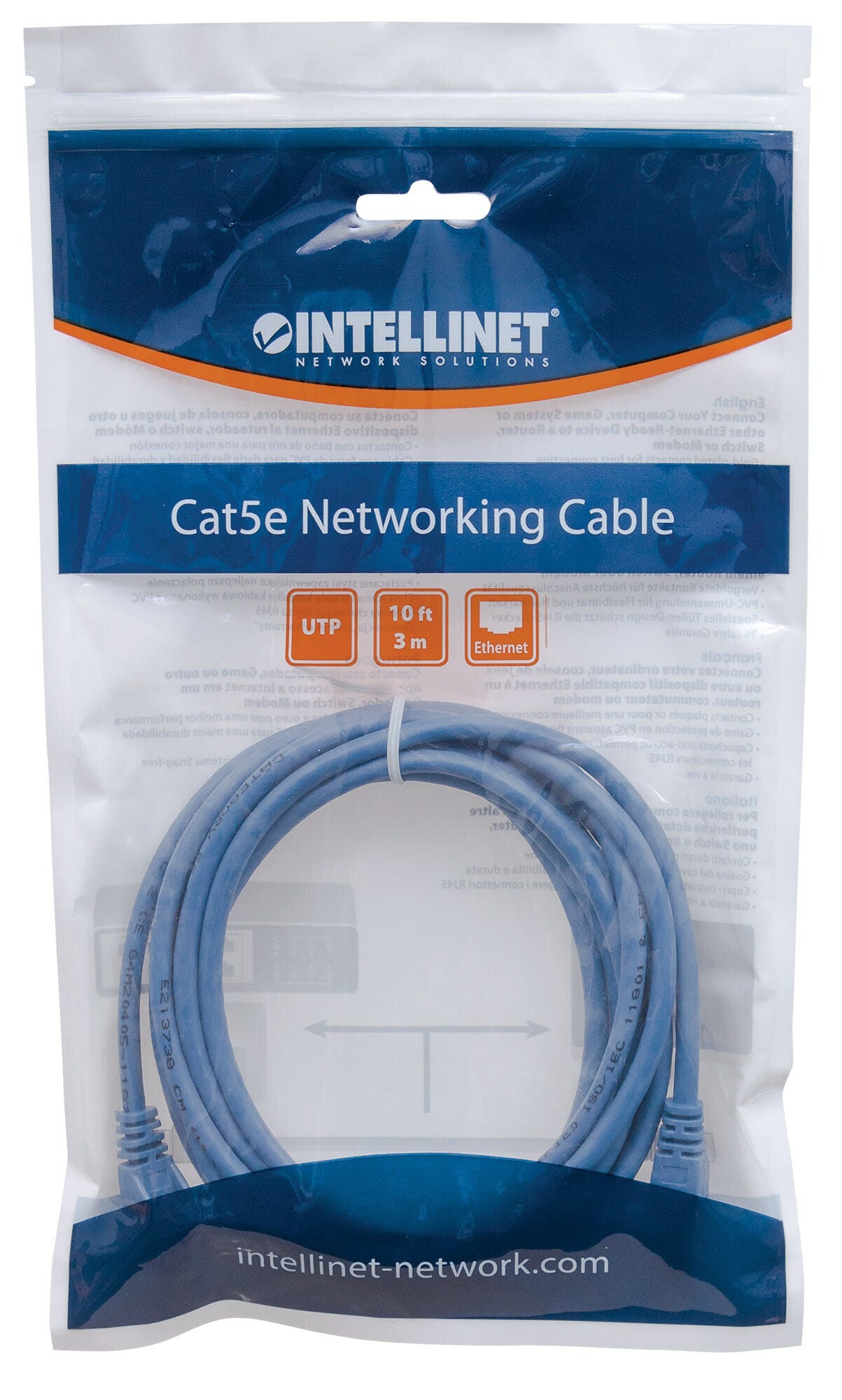 Intellinet Network Patch Cable, Cat6, 1.5m, Blue, CCA, U/UTP, PVC, RJ45, Gold Plated Contacts, Snagless, Booted, Lifetime Warranty