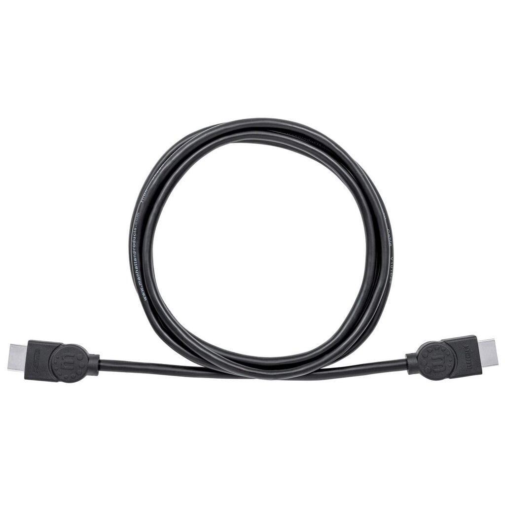 Manhattan HDMI 4K@30Hz Cable with Ethernet, 2m, Suitable for ALL 1080p/HD and majority of 4K uses (check your system 4K specification to be sure), Male to Male, Black, Ultra HD 4k x 2k, Lifetime Warranty, High Speed, Equivalent to HDMM2MHS