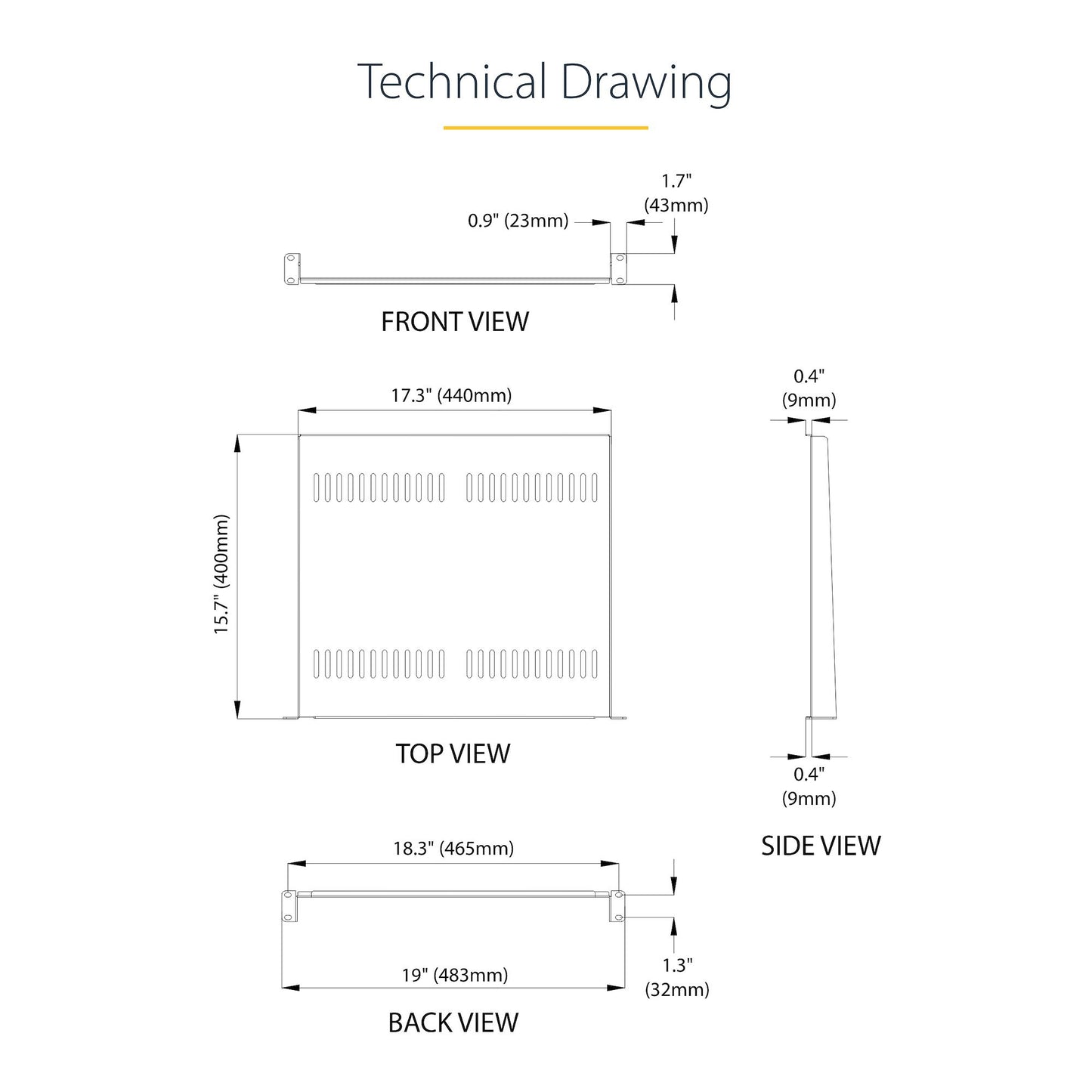 StarTech.com CABSHELF116V2PK rack accessory Rack shelf
