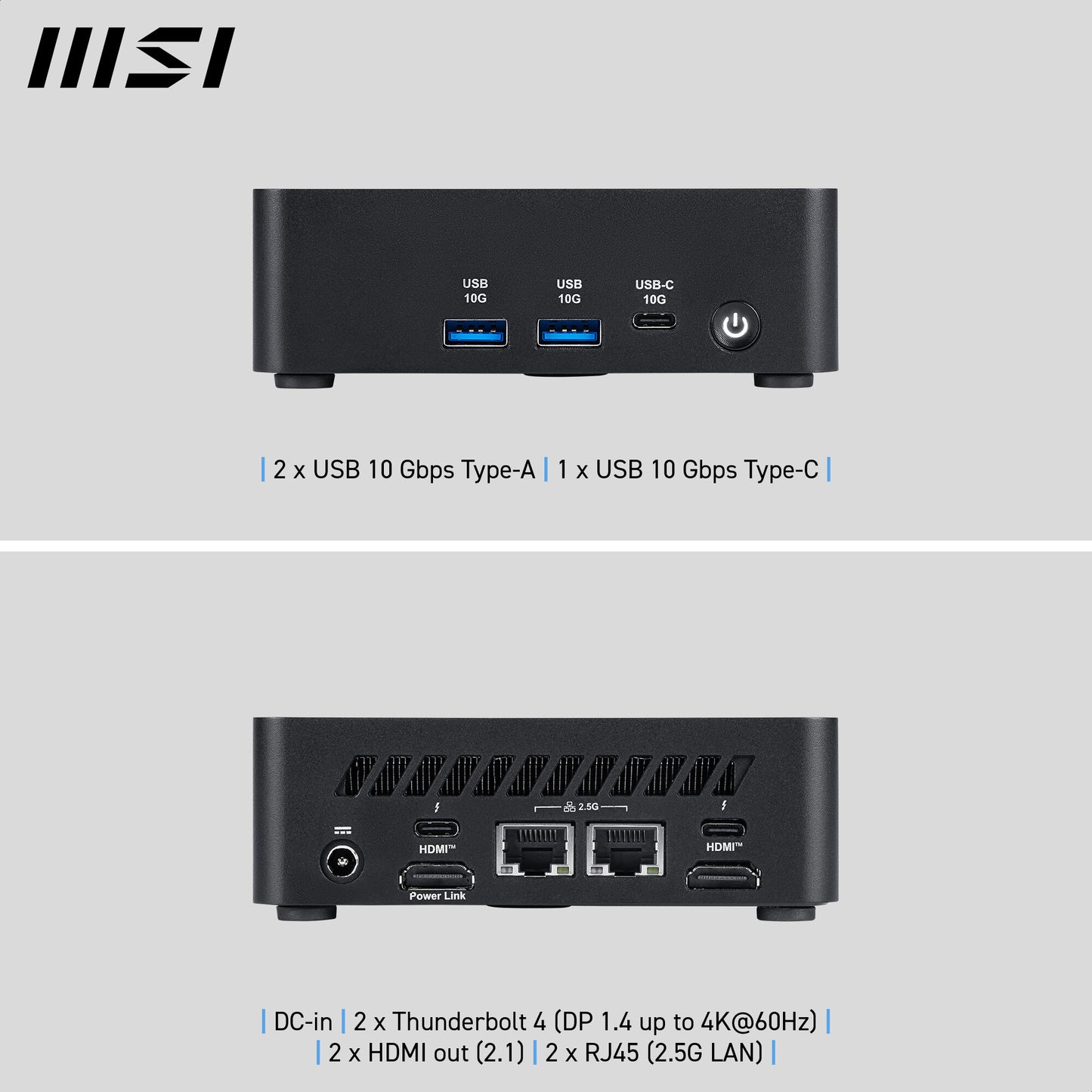 MSI Cubi NUC AI 1UMG Intel Core Ultra 5 125H ( 14th Gen - Core Ultra Series 1 ) , Barebone, NUC, SFF, Mini Computer, HTPC, (NO RAM, NO Storage, NO OS), Intel Graphics/DDR5/Dual ThunderBolt 4/Dual HDMI/Dual LAN/WiFi 6E/BT 5.3/VESA - NUC AI 1UMG I5 125H BB