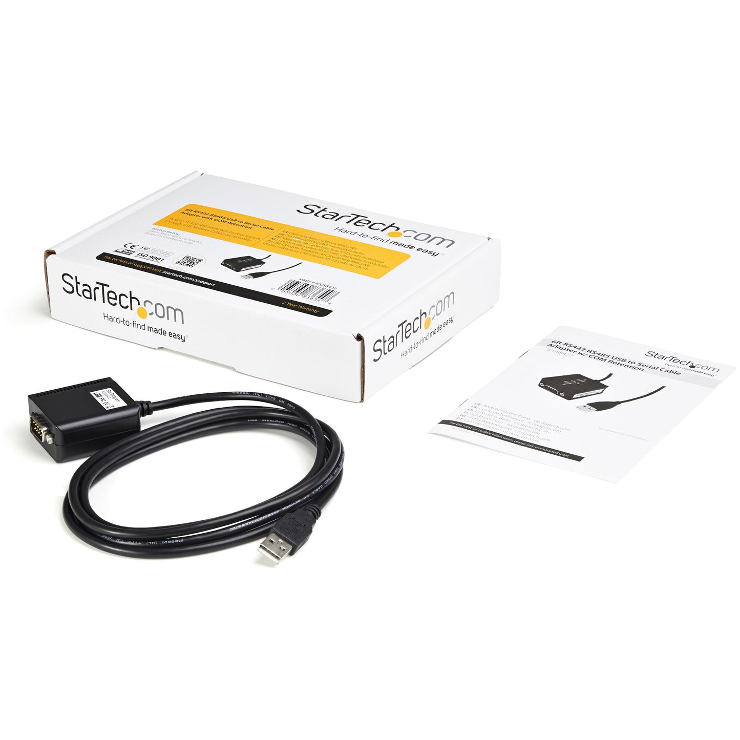 StarTech.com 6ft (1.8m) 1-Port Professional RS422/485 USB Serial Cable Adapter with COM Retention, USB to RS422 Adapter - TAA