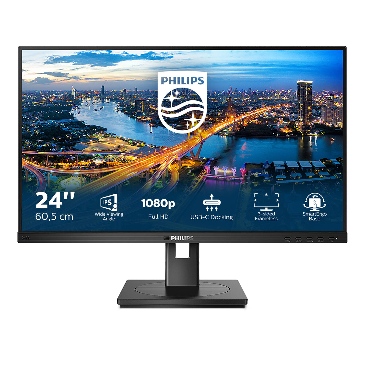 Philips B Line 243B1/00 computer monitor 60.5 cm (23.8") 1920 x 1080 pixels Full HD LED Black