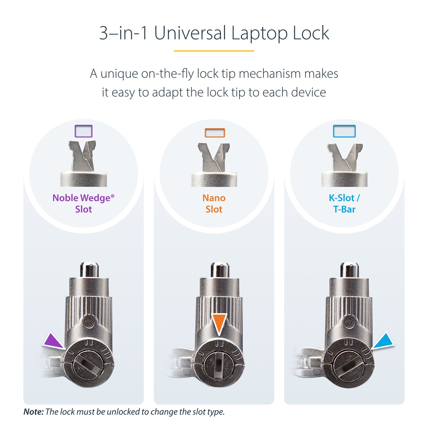 StarTech.com 25-Pack Universal Laptop Lock 6.6ft (2m), Master Keyed Locking Cable, Computer Security, Compatible w/Noble Wedge®/Nano/K-Slot; Anti-Theft Cut-Resistant Cable