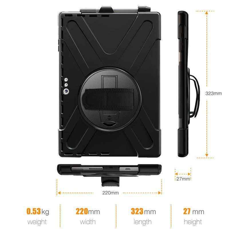 eSTUFF AUSTIN Defender Case for Microsoft Surface Pro 7+/7/6/5/4 - Black