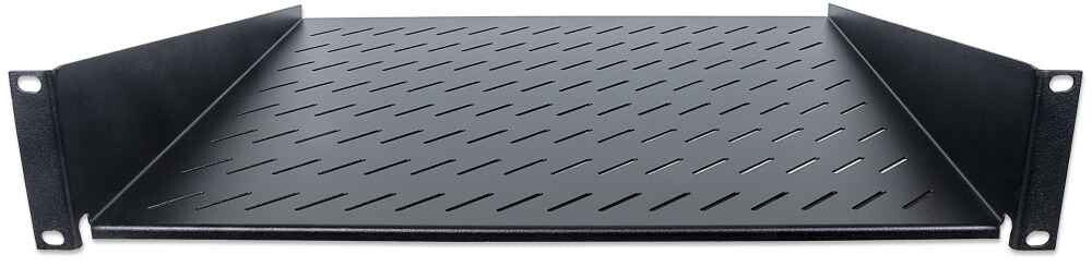 Intellinet 19" Cantilever Shelf, 2U, 2-Point Front Mount, 400mm Depth, Vented, Max 25kg, Black, Three Year Warranty