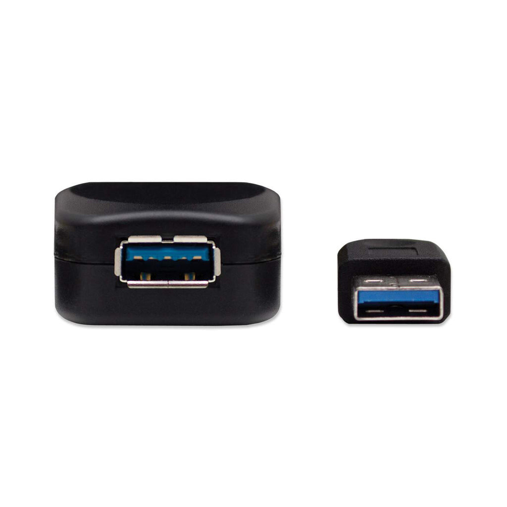 Manhattan USB-A to USB-A Extension Cable, 5m, Male to Female, Active, 5 Gbps (USB 3.2 Gen1 aka USB 3.0), Built In Repeater, SuperSpeed USB, Black, Three Year Warranty, Equivalent to USB2AAEXT5M.