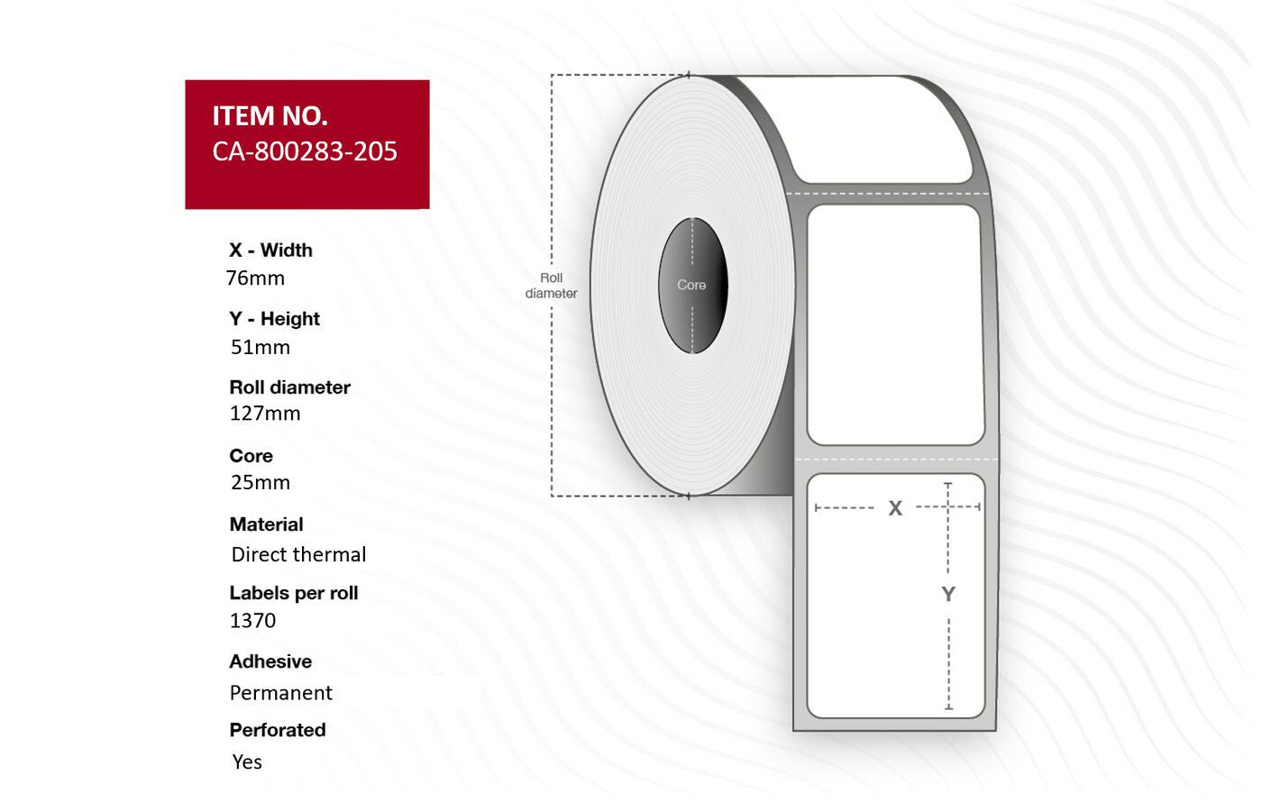 Capture CA-800283-205 printer label White