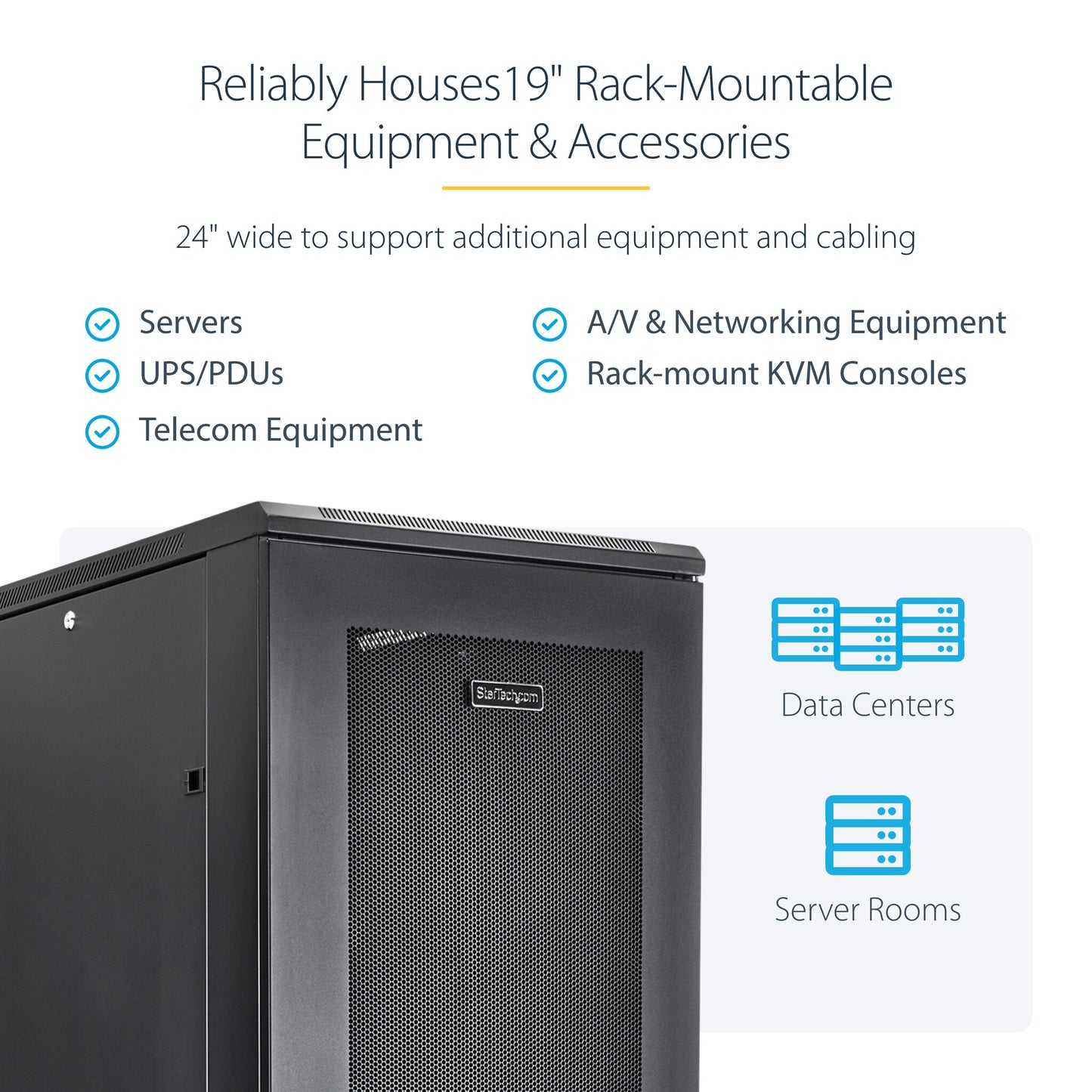 StarTech.com 42U Enterprise-Grade Server Rack Cabinet, 19in Enclosed 4-Post Rack with 36in (91cm) Mounting Depth and 2000lb (900kg) Weight Capacity