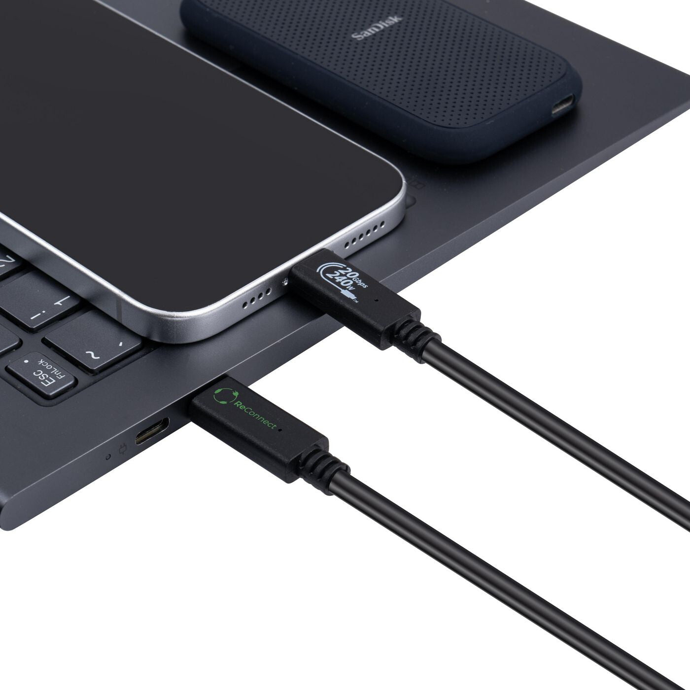Microconnect ECO-USB3.2CC0.25 USB cable USB 3.2 Gen 2x2 0.25 m USB C Black