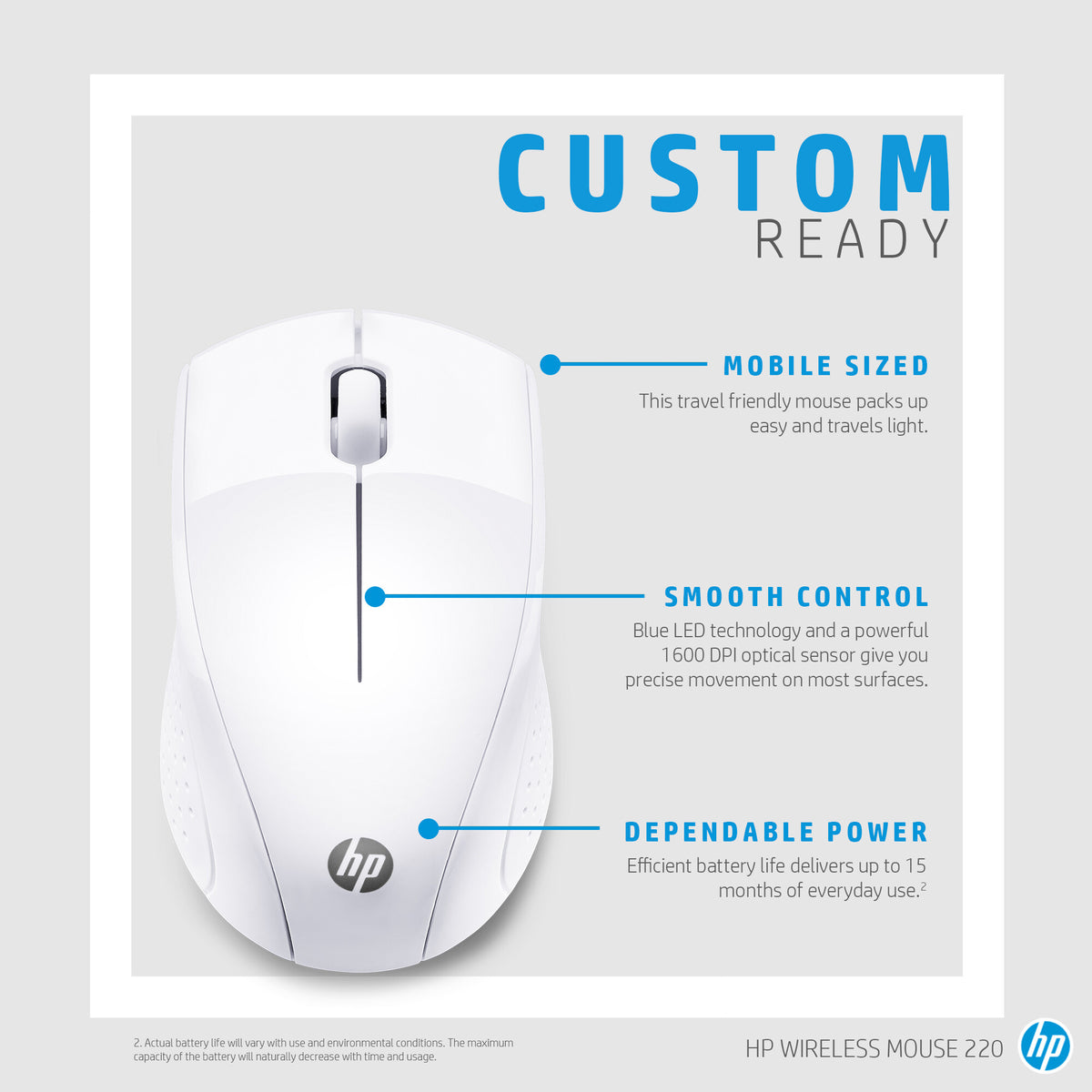 HP Wireless Mouse 220 (Snow White)