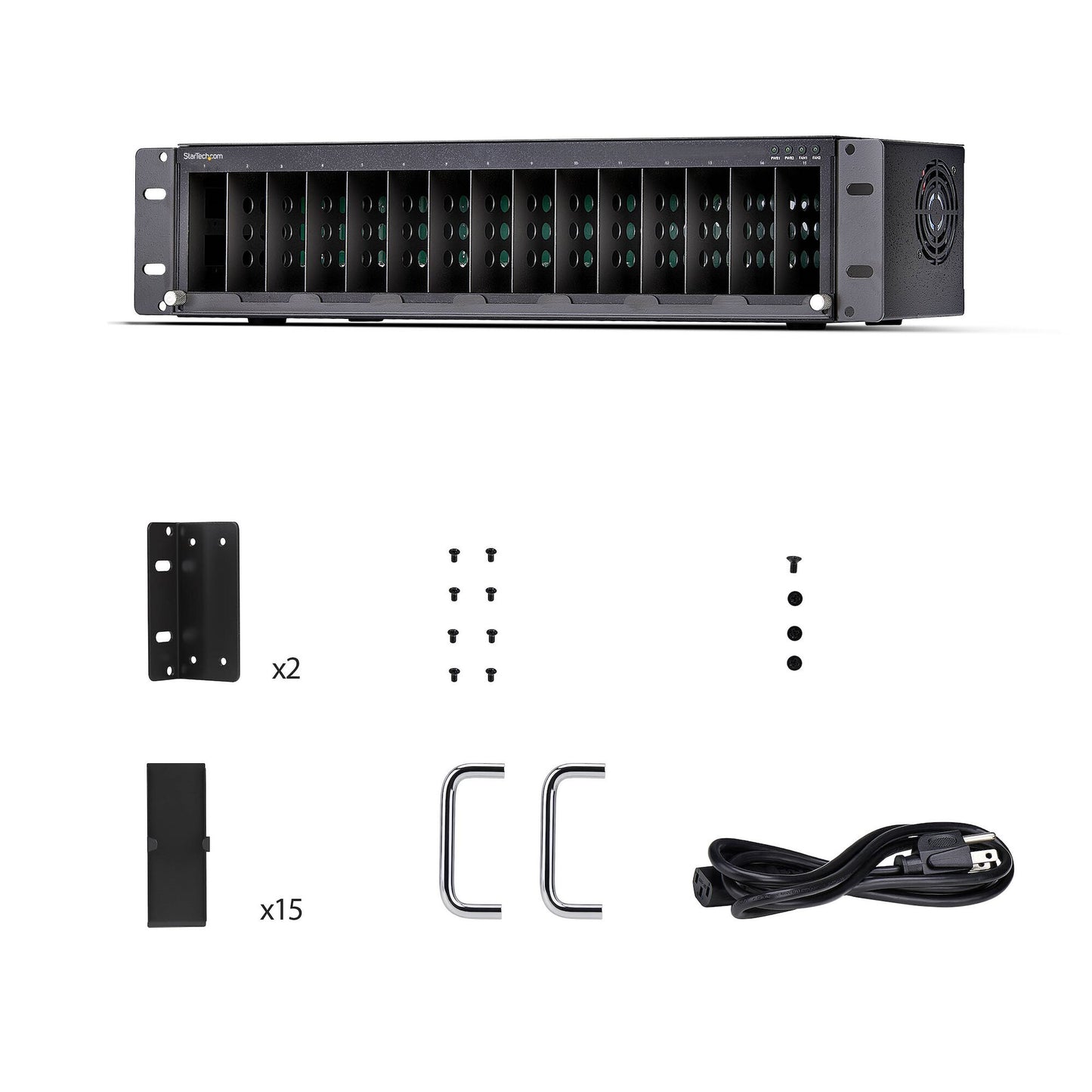 StarTech.com 15-Slot Unmanaged Media Converter Chassis for MCM Media Converter Series, Full Power Isolation, Active Cooling, 19in Rackmount, TAA Compliant