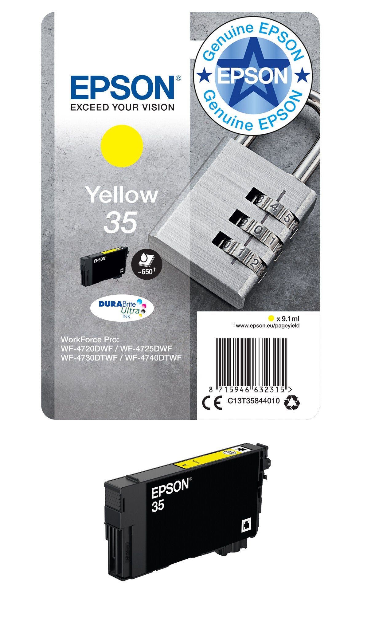 Epson Padlock 35 DURABrite Ultra Single Yellow Ink