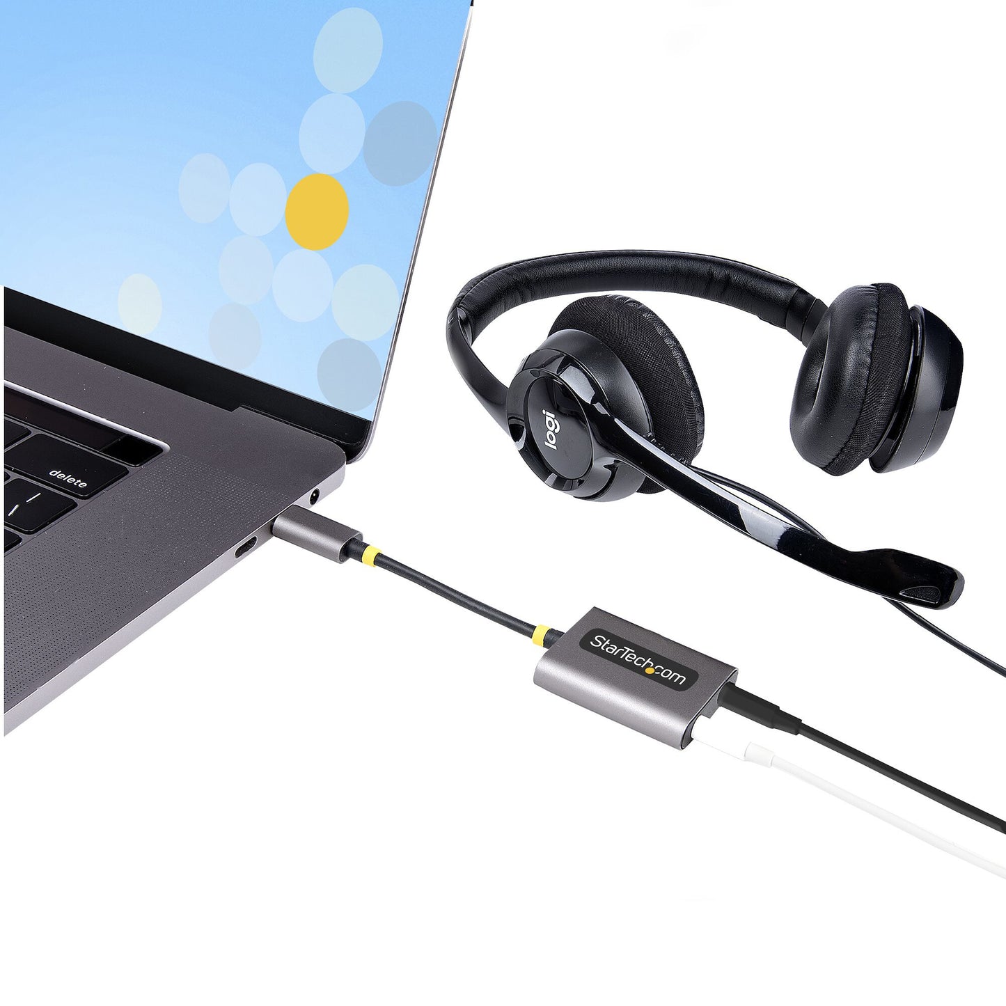 StarTech.com USB-C Headphone Splitter, USB Type C Dual Headset Adapter w/Mic Input, USB C to 3.5mm Audio Adapter/Earphone Dongle, USB C to Audio Jack/Aux Output, 24-bit DAC