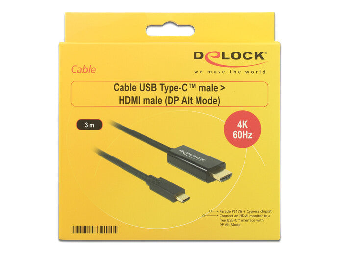 DeLOCK 85292 video cable adapter 3 m USB Type-C HDMI Black