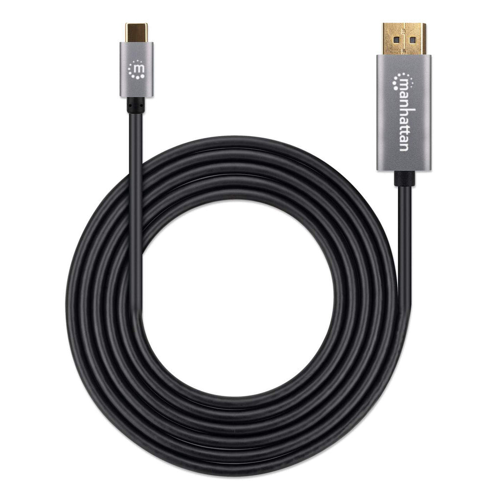 Manhattan USB-C to DisplayPort 1.4 Cable, 8K@60Hz, 2m, Male to Male, Black, Not Bi-Directional, Three Year Warranty, Equivalent to CDP2DP146B (except 20cm longer)