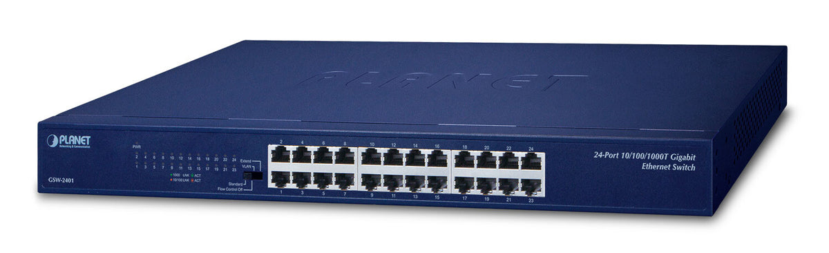 PLANET GSW2401 network switch, Unmanaged, 24-port, blue