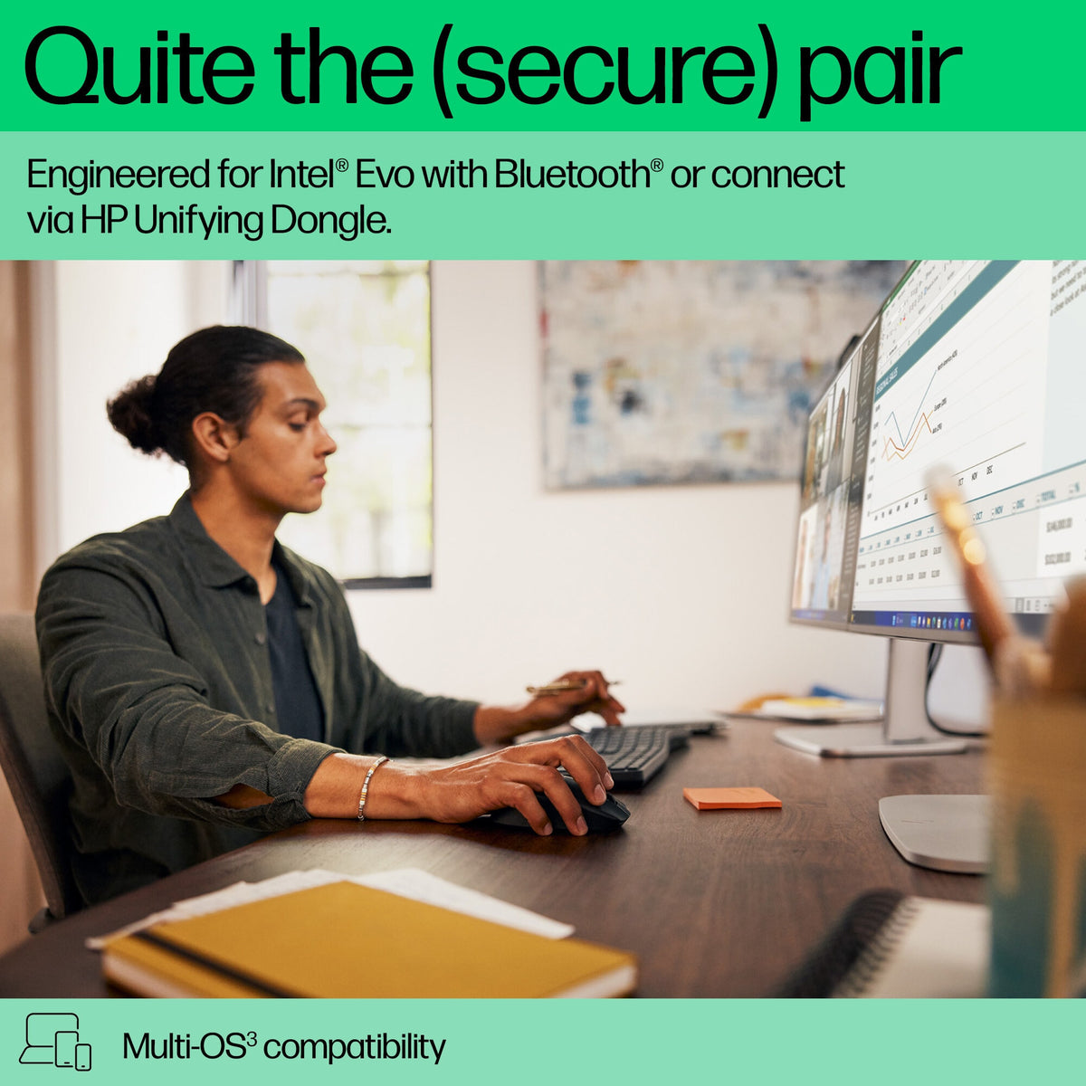 HP 680 Comfort Dual-Mode Keyboard and Mouse Combo