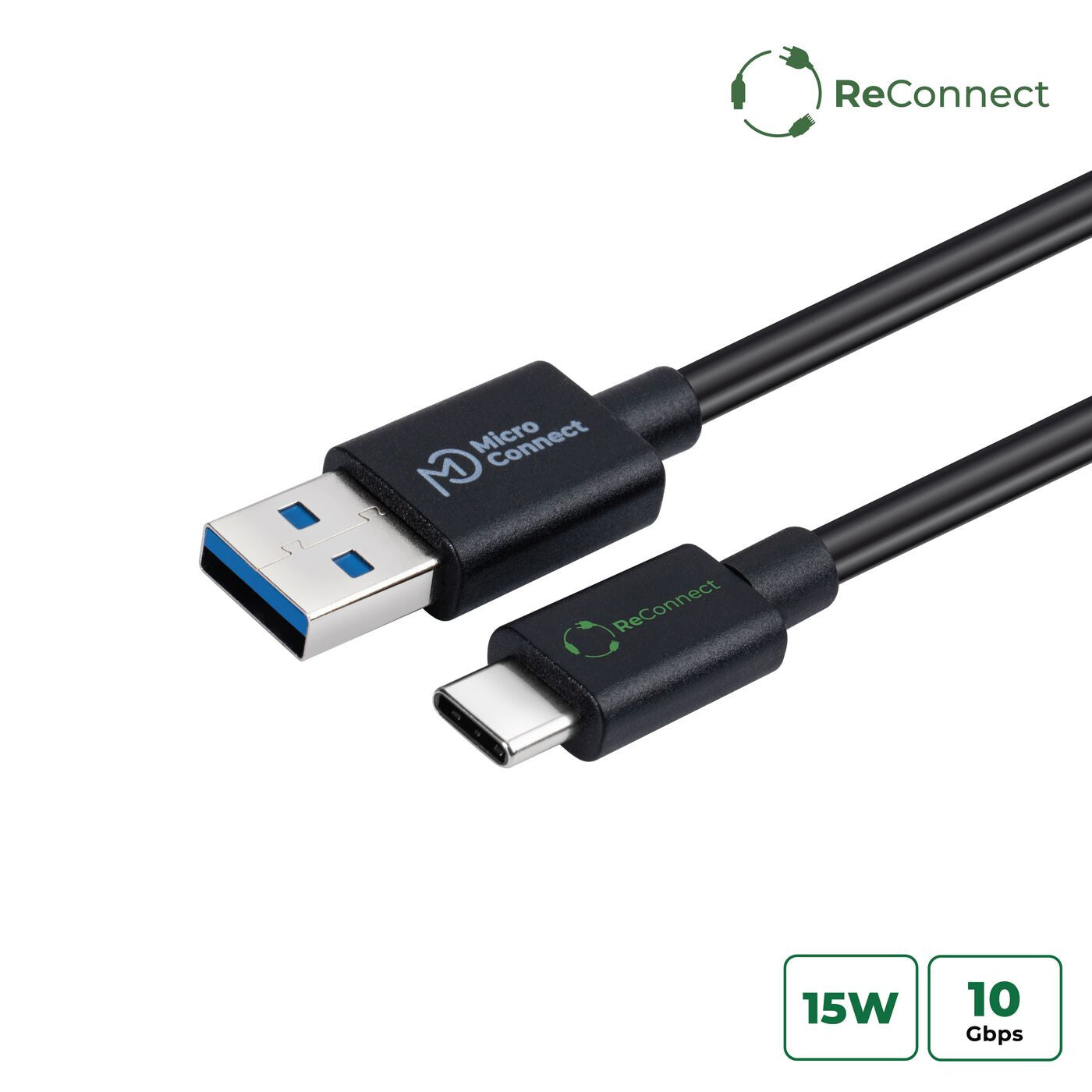 Microconnect ECO-USB3.2CA05 USB cable USB 3.2 Gen 2 (3.1 Gen 2) 0.5 m USB A USB C Black