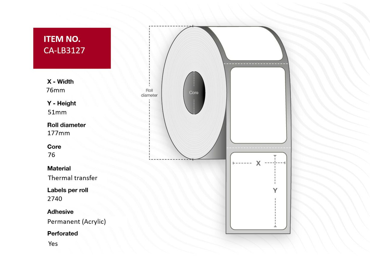 Capture CA-LB3127 printer label White