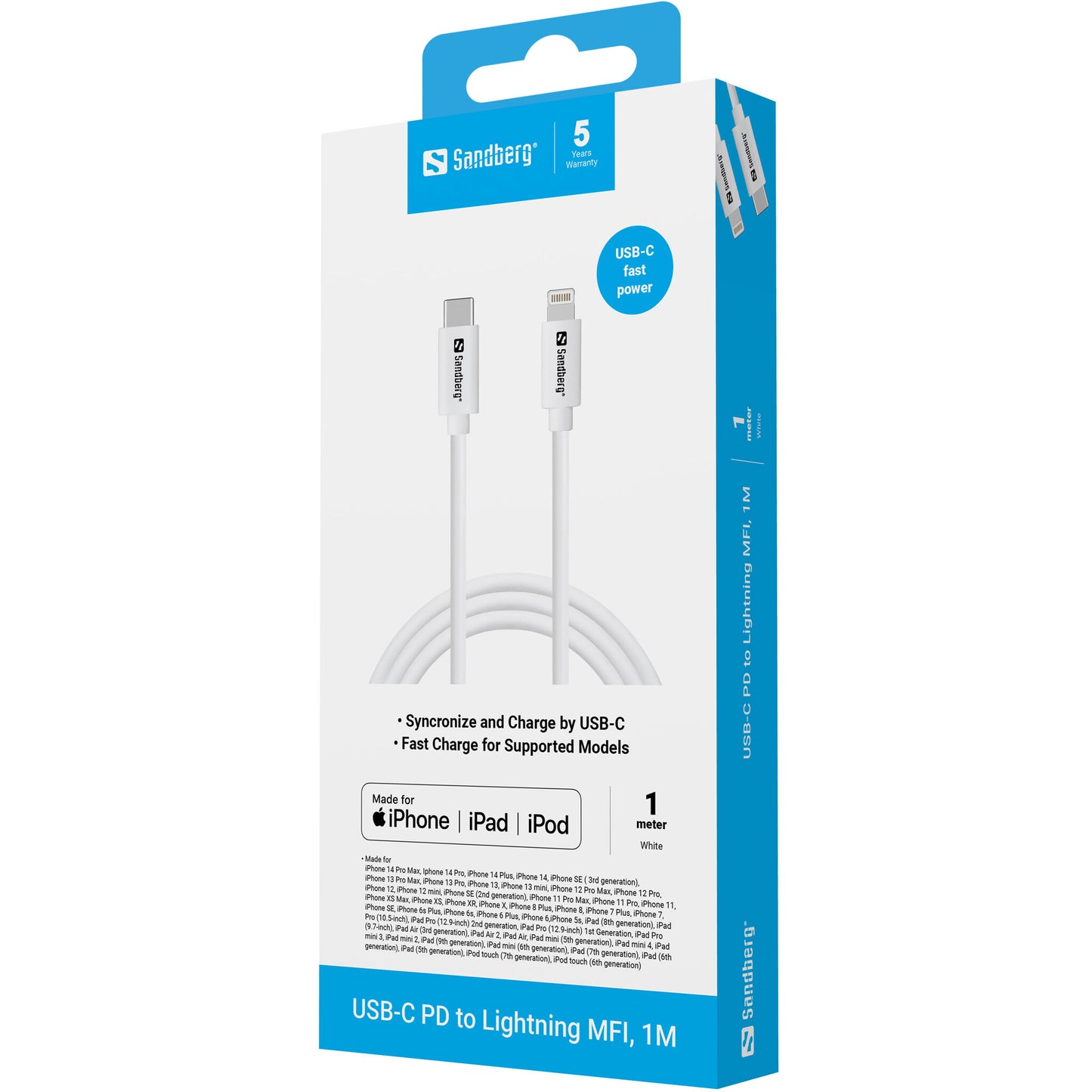 Sandberg USB-C PD to Lightning MFI, 1M
