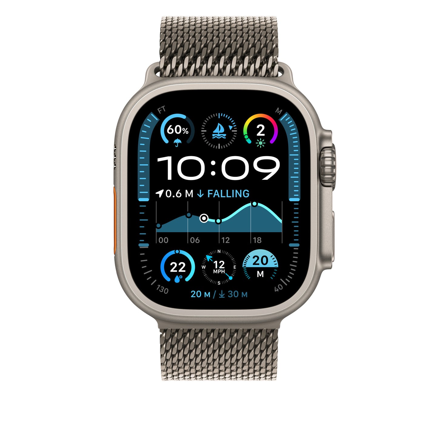 Apple 49mm Natural Titanium Milanese Loop - Small