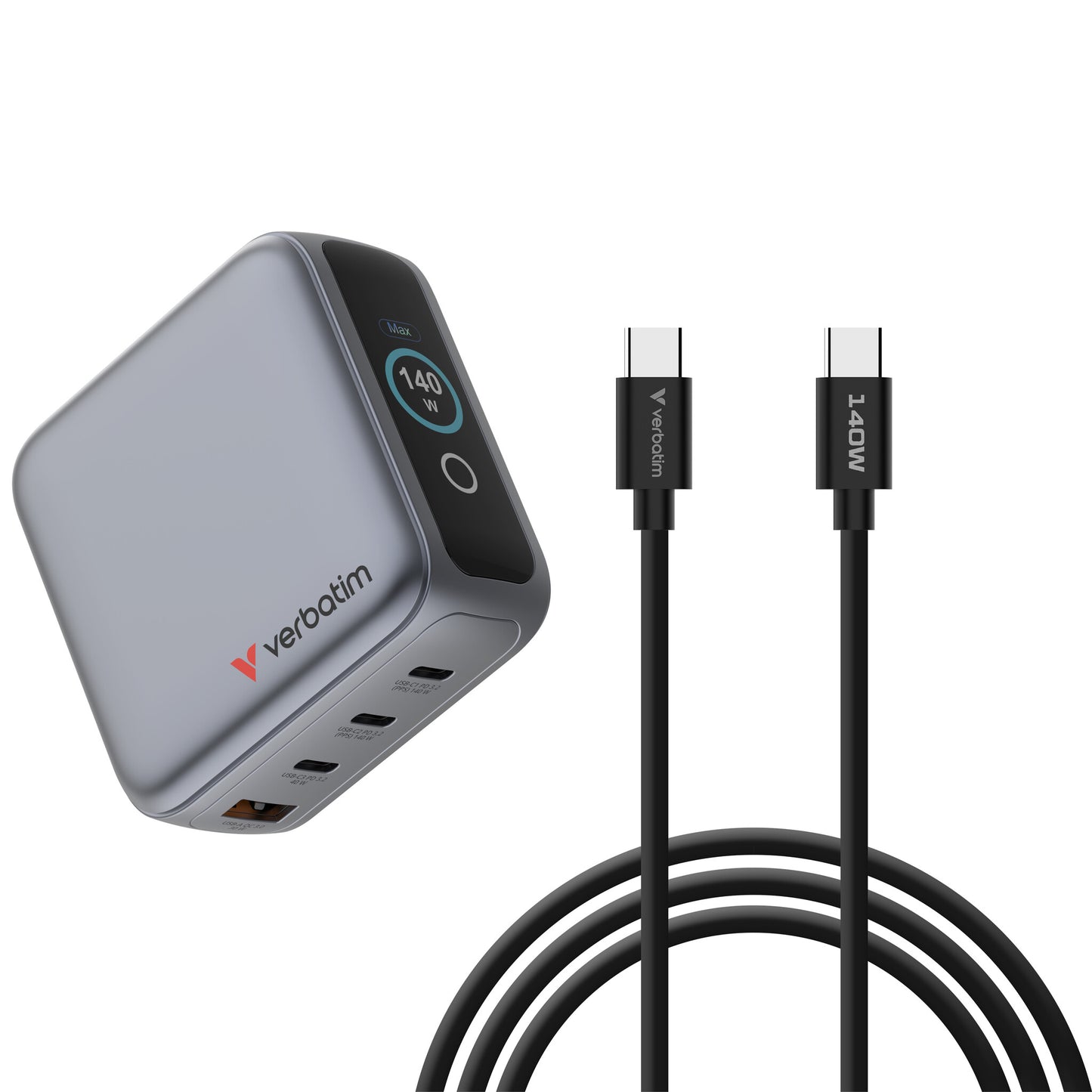Verbatim Mini GaN Charger 140W with Display