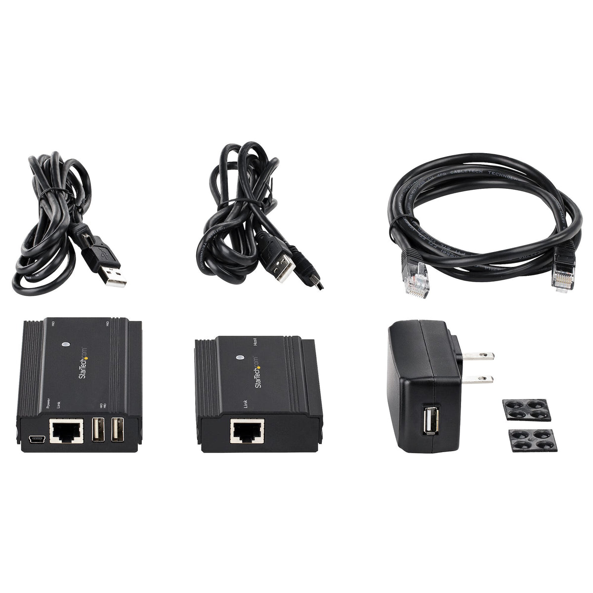 StarTech.com 4-Port USB 2.0 Extender Hub over Single CAT5e/CAT6 Ethernet Cable (RJ45) - 330ft (100m) - USB Extender Hub Adapter Kit - Metal Housing - Externally Powered - 480 Mbps - TAA