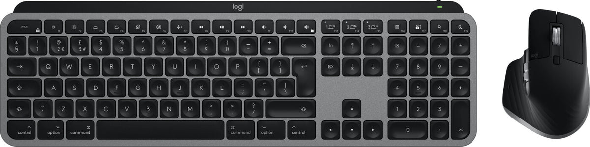 Logitech Master MX Keys S Combo for Mac keyboard Mouse included Home/Office RF Wireless + Bluetooth QWERTY UK English Aluminium, Black