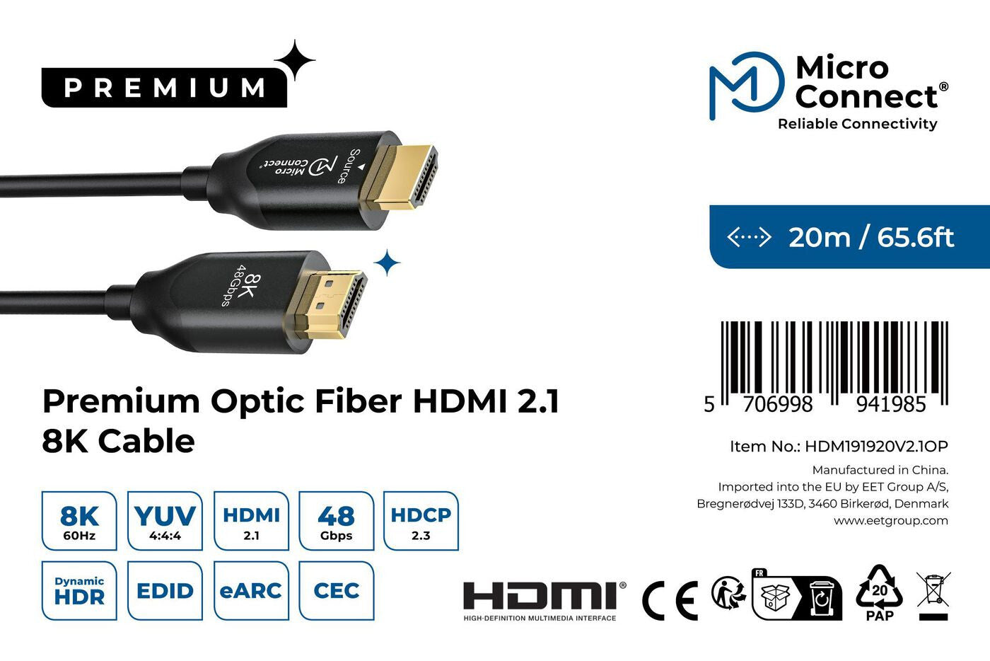 Microconnect Premium Optic HDMI Cable 20m