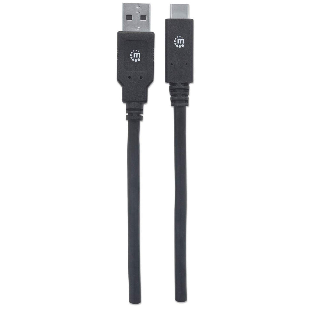 Manhattan USB-C to USB-A Cable, 2m, USB 3.0 (aka USB 3.2 Gen 1), 5 Gbps, 3A Fast Charging, SuperSpeed USB, Black, Lifetime Warranty