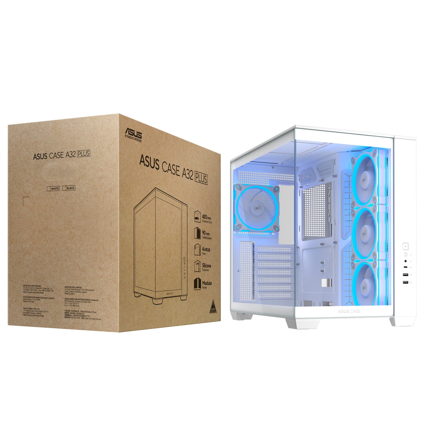 ASUS A32 Plus TG ARGB White Midi Tower
