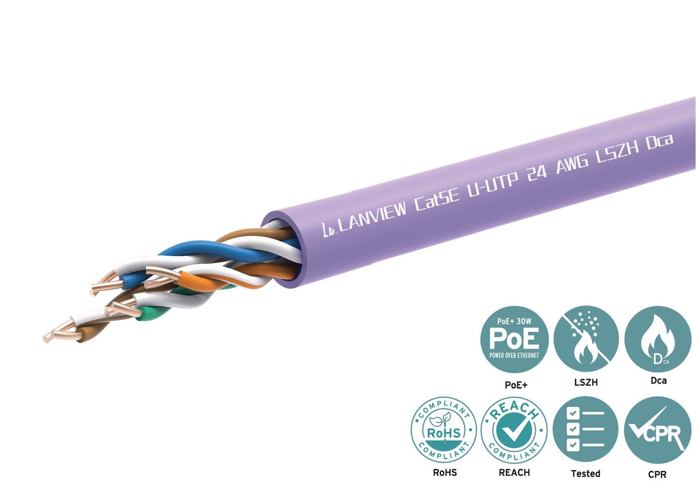 Lanview LVN122152 networking cable Purple 305 m Cat5e