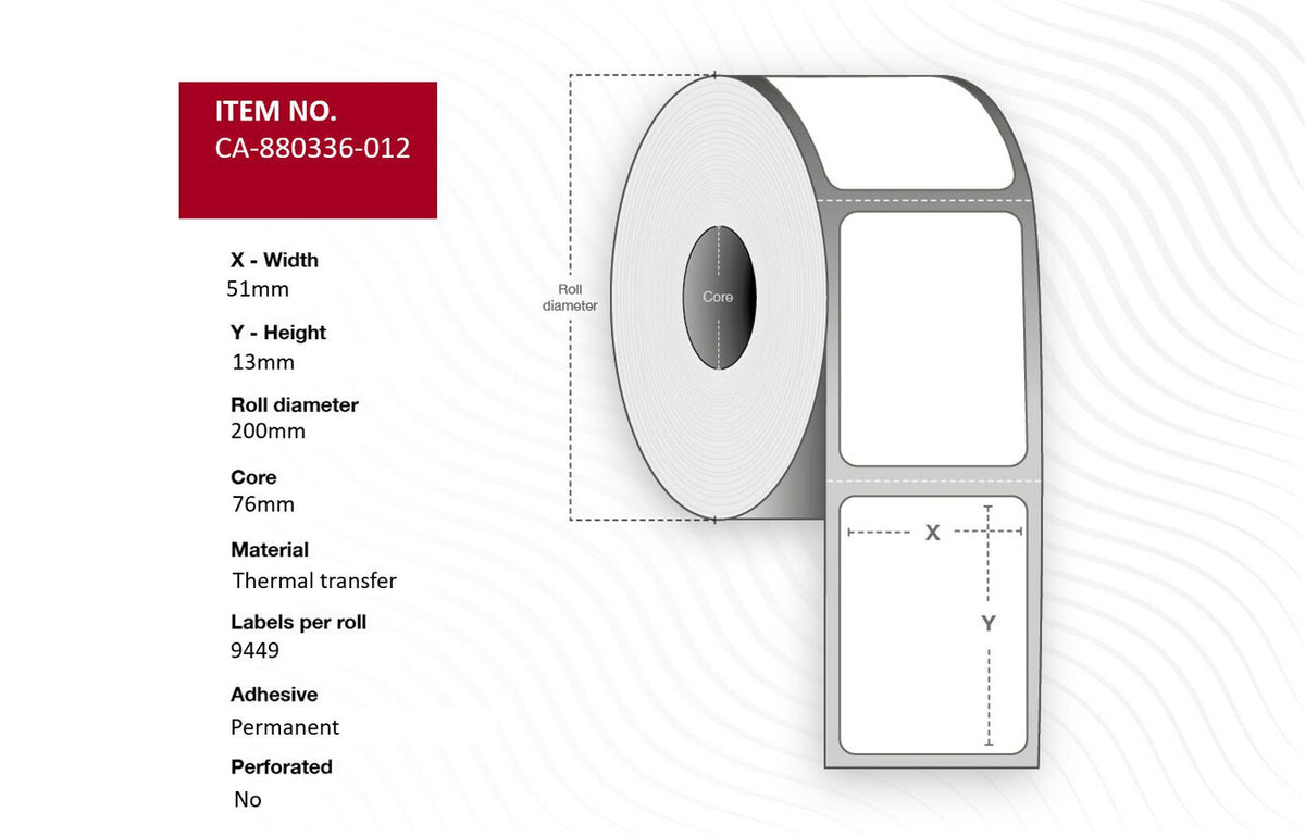 Capture CA-880336-012 printer label White