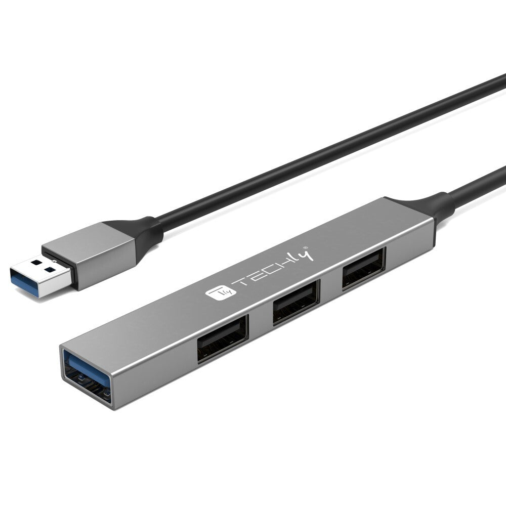 Techly IUSB32-HUB4A-3U2SLS laptop dock/port replicator Wired USB 3.2 Gen 1 (3.1 Gen 1) Type-A Grey