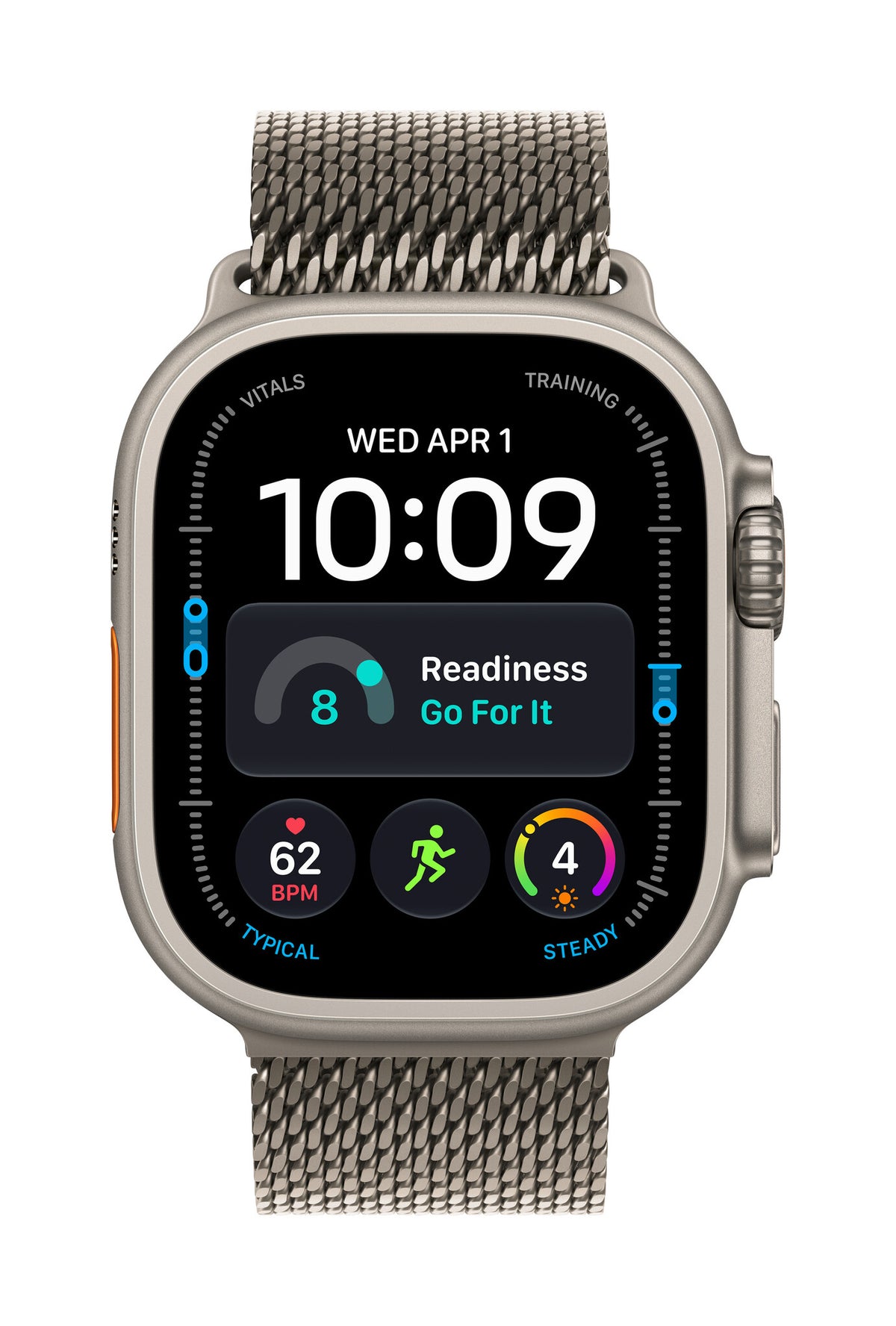 Apple Watch Ultra 4 GPS + Cellular 49mm Natural Titanium Case with Natural Titanium Milanese Loop - M