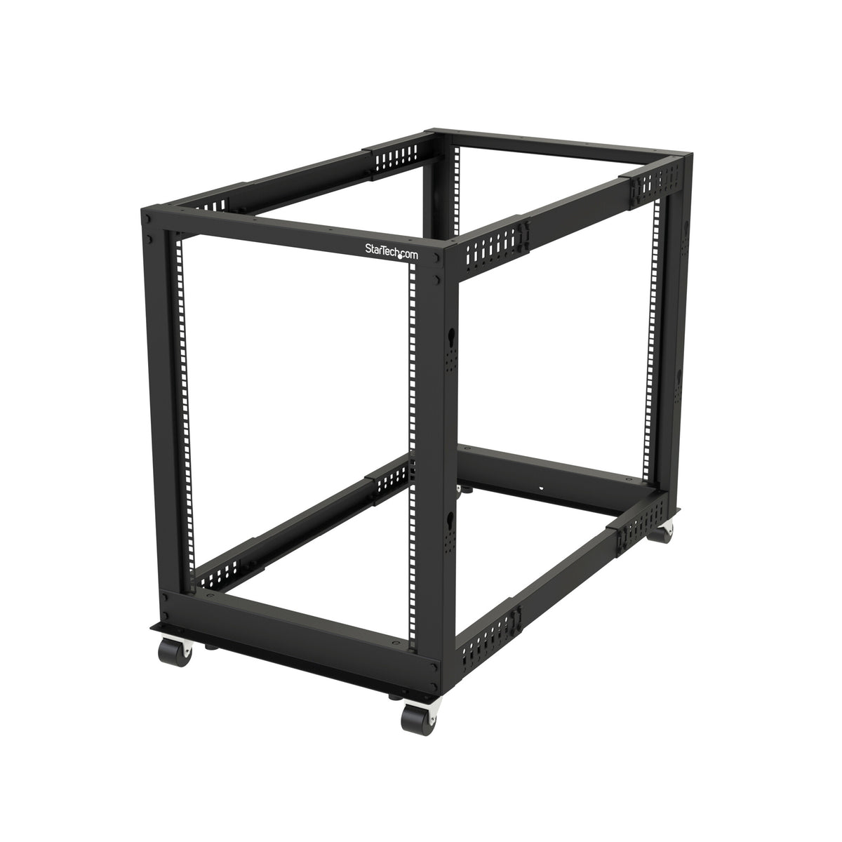 StarTech.com 15U 4-Post Server Rack, 19in Open Frame Rack with 40in (101cm) Mounting Depth and 1200lb (544kg) Weight Capacity, Mobile or Floor Mount IT Rack