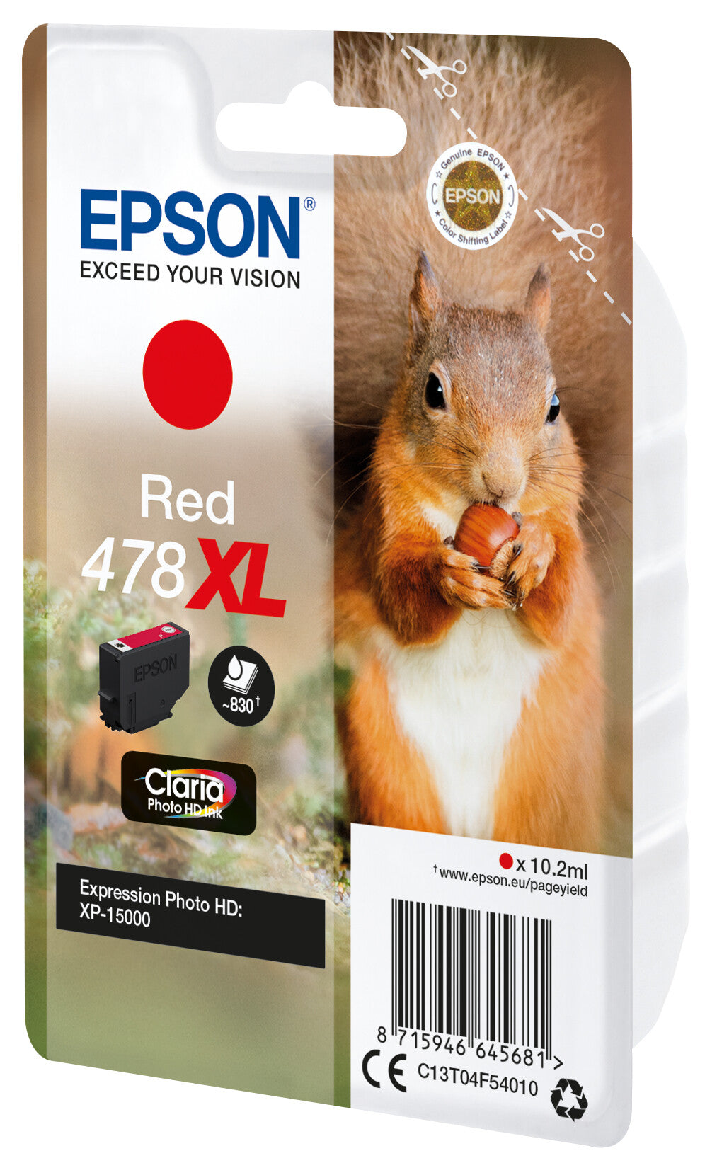 Epson Squirrel 478XL Claria Photo HD Single Red Ink