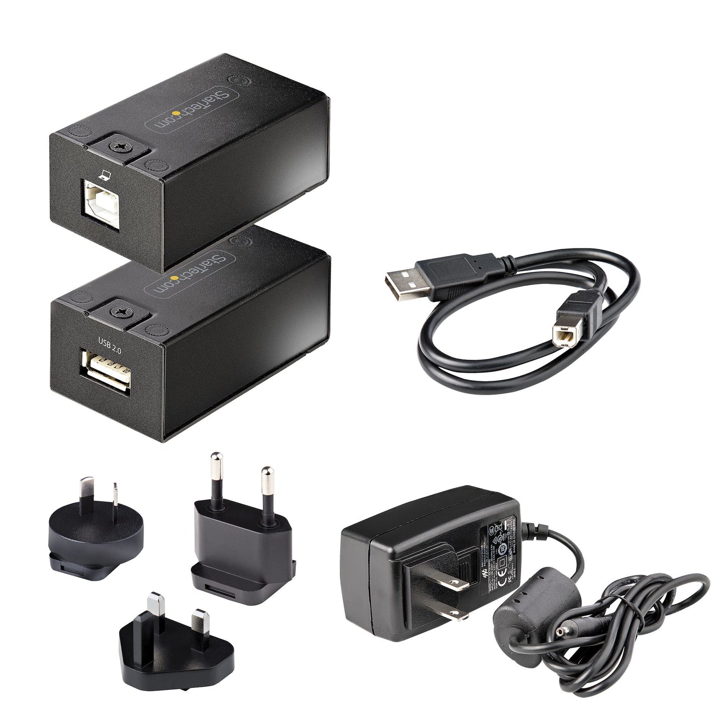 StarTech.com 150m (492ft) USB 2.0 Extender over Cat5e/Cat6 Ethernet Cable, Externally Powered USB Extender via RJ45/Network Cable, USB Over Ethernet Cable Extender/Adapter - TAA