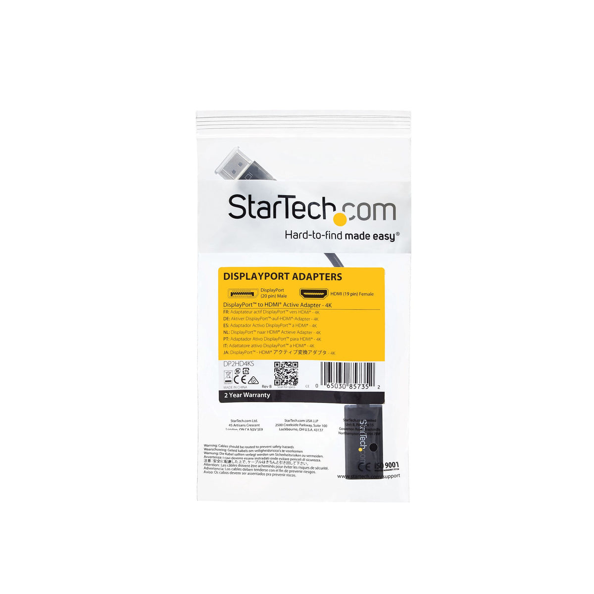 StarTech.com DisplayPort to HDMI Adapter - 4K 30Hz Active DisplayPort to HDMI Video Converter - DP to HDMI Monitor/TV/Display Cable Adapter Dongle - Ultra HD DP 1.2 to HDMI 1.4 Adapter