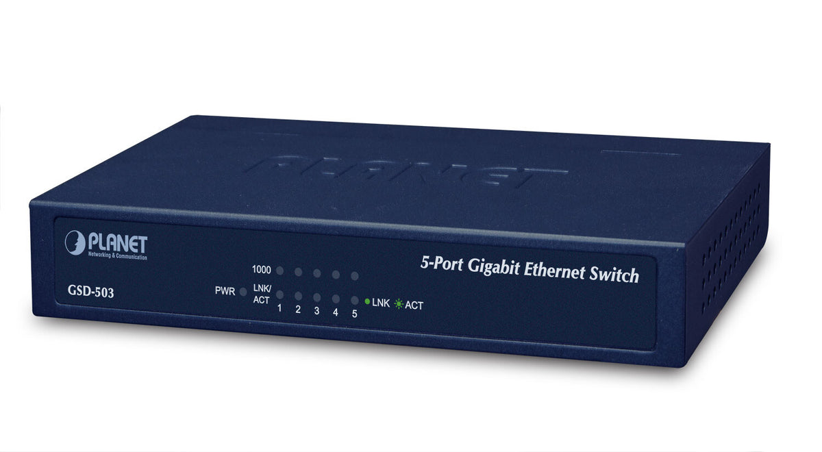 PLANET GSD-503 network switch, 5-port, blue