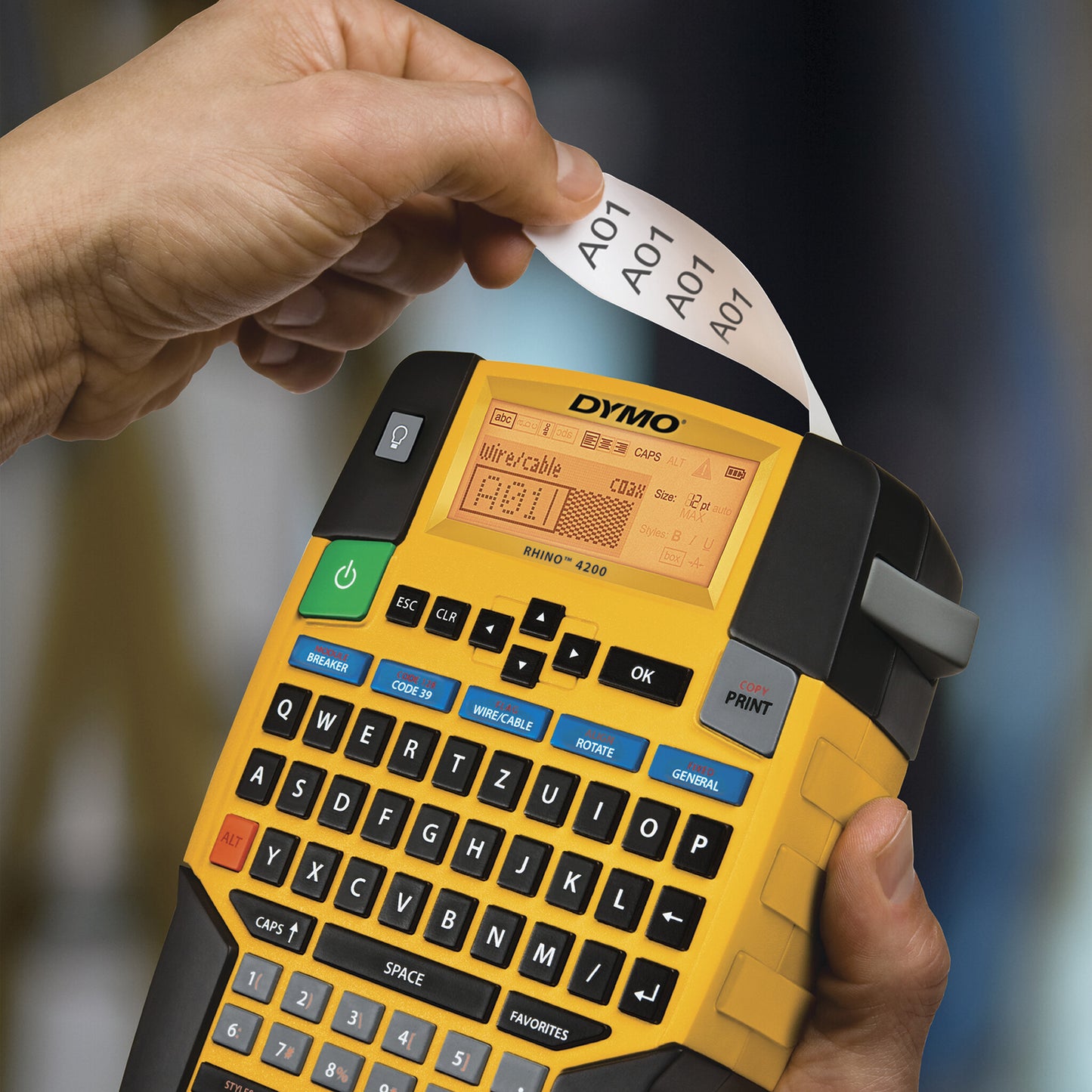 DYMO RHINO 4200 Industrial Label Maker | QWERTY Keyboard & Time-Saving Hot Keys | Durable Label Printer for Job Sites and Heavy-Duty Labelling Jobs