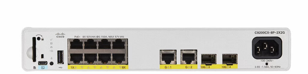 Cisco Catalyst C9200CX-8P-2X2G-A network switch, Managed, 8-port, Power over Ethernet (PoE), grey