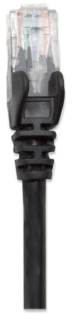 Intellinet Network Patch Cable, Cat5e, 1m, Black, CCA, U/UTP, PVC, RJ45, Gold Plated Contacts, Snagless, Booted, Lifetime Warranty