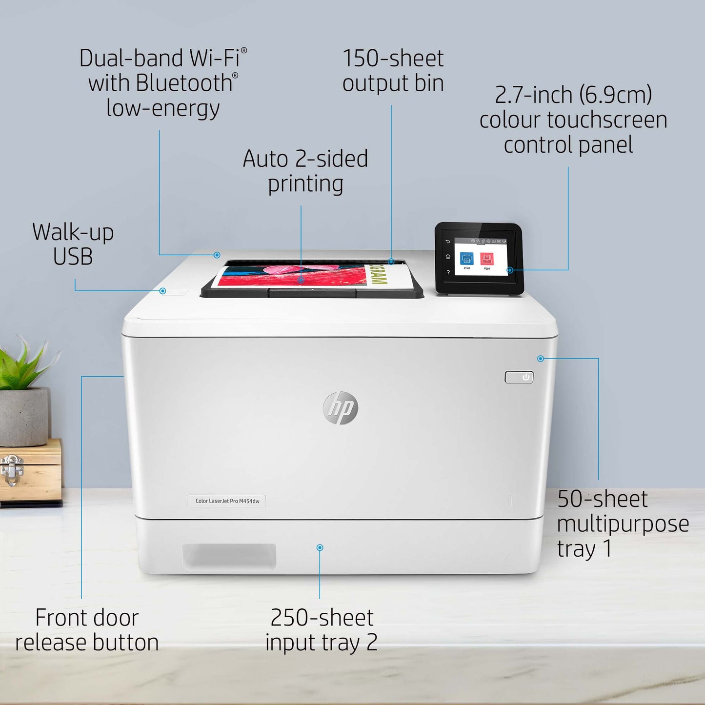 HP LaserJet Pro M454dw Wireless Color Printer, Duplex
