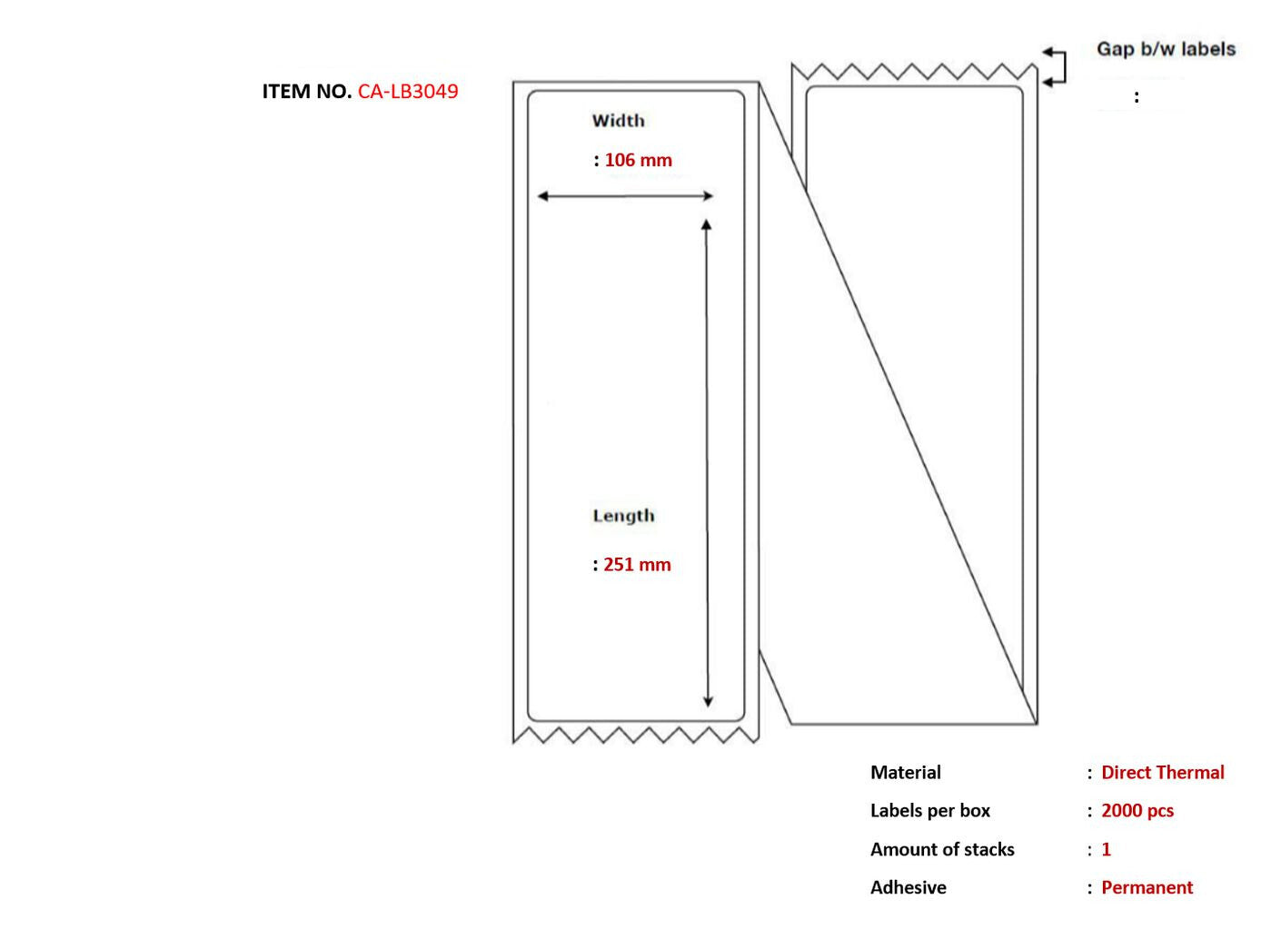 Capture CA-LB3049 printer label White