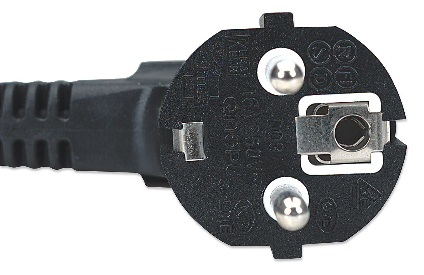 Manhattan Power Cord/Cable, Euro 2-pin plug (CEE 7/4) to C13 Female (kettle lead), 1.8m, 16A, Black, Lifetime Warranty