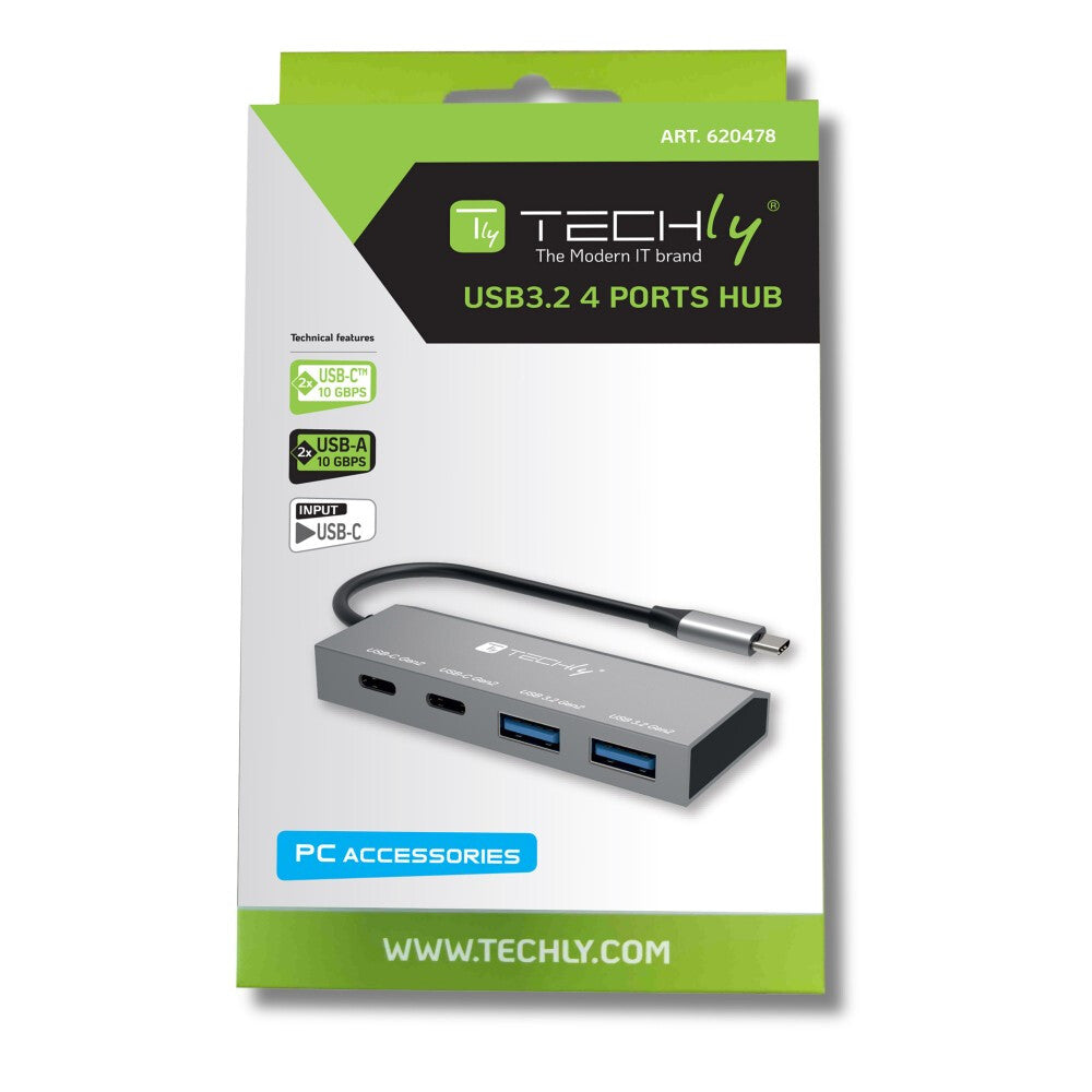 Techly IUSB32C-HUB4AC2 laptop dock/port replicator Wired USB 3.2 Gen 1 (3.1 Gen 1) Type-C Silver