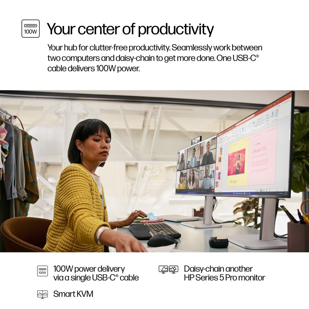 HP Series 5 Pro 23.8 inch FHD USB-C Conferencing Monitor - 524pm