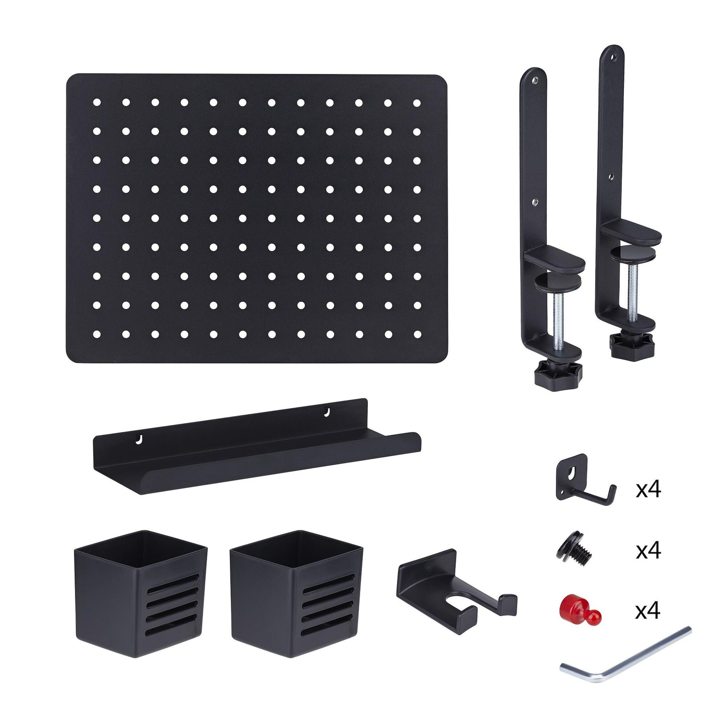 StarTech.com Clamp-On Pegboard with Accessories, 16.5 x 12.5in (42 x 32cm), Steel Pegboard, Desktop Storage Organizer, Desk Mount Peg Board, Black